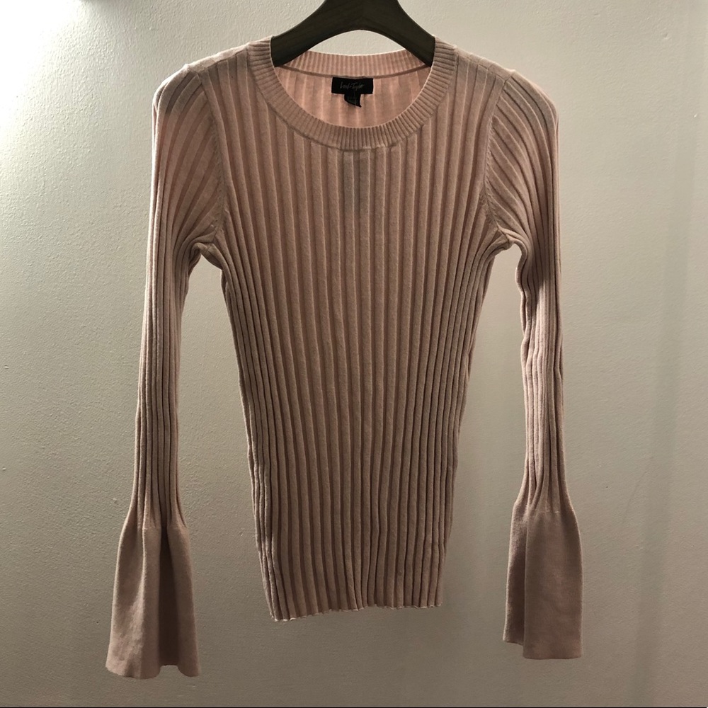 LORD & TAYLOR WOMENS RIBBED BELL SLV TOP NWT SZ. M
